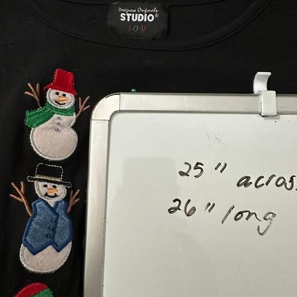 Designers Original Studio Vintage Y2K Ugly Christmas T-Shirt Embroidered Snowman - Picture 9 of 9